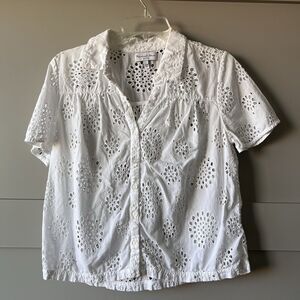 Michael‎ Stars Yvette Eyelet Button Up Top White Womens Small Floral Cottagecore